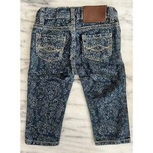 Peek Dungarees Jeans Baby Girl 18-24 M Filigree Print Med Wash Adjust Waist